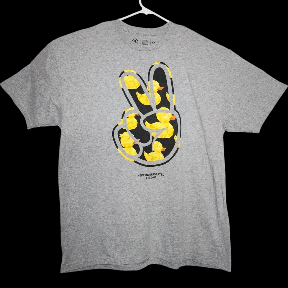 NEFF Rubber Ducky Peace Sign Logo Graphic T Shirt - XXL 2XL